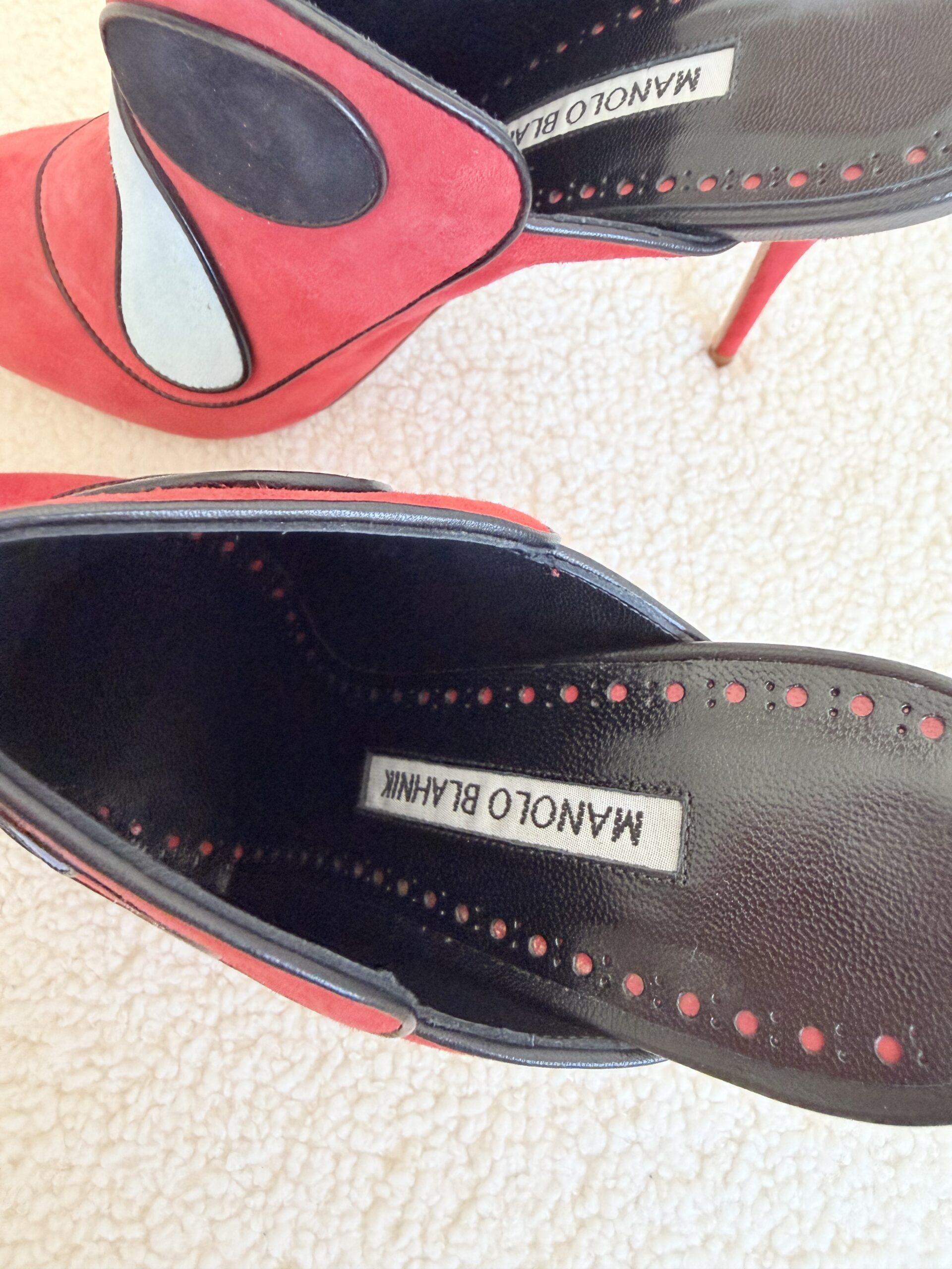 Manolo Blahnik unikatowe czerwone szpilki 38 - obrazek 6