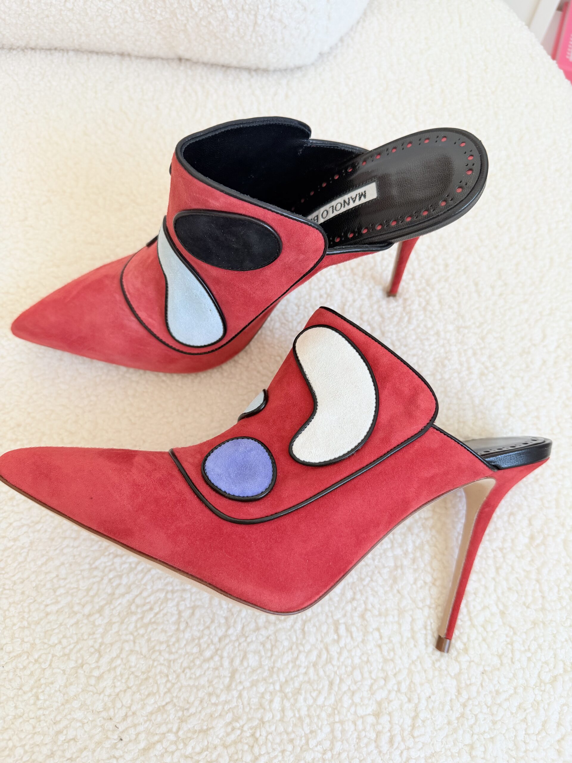 Manolo Blahnik unikatowe czerwone szpilki 38 - obrazek 7
