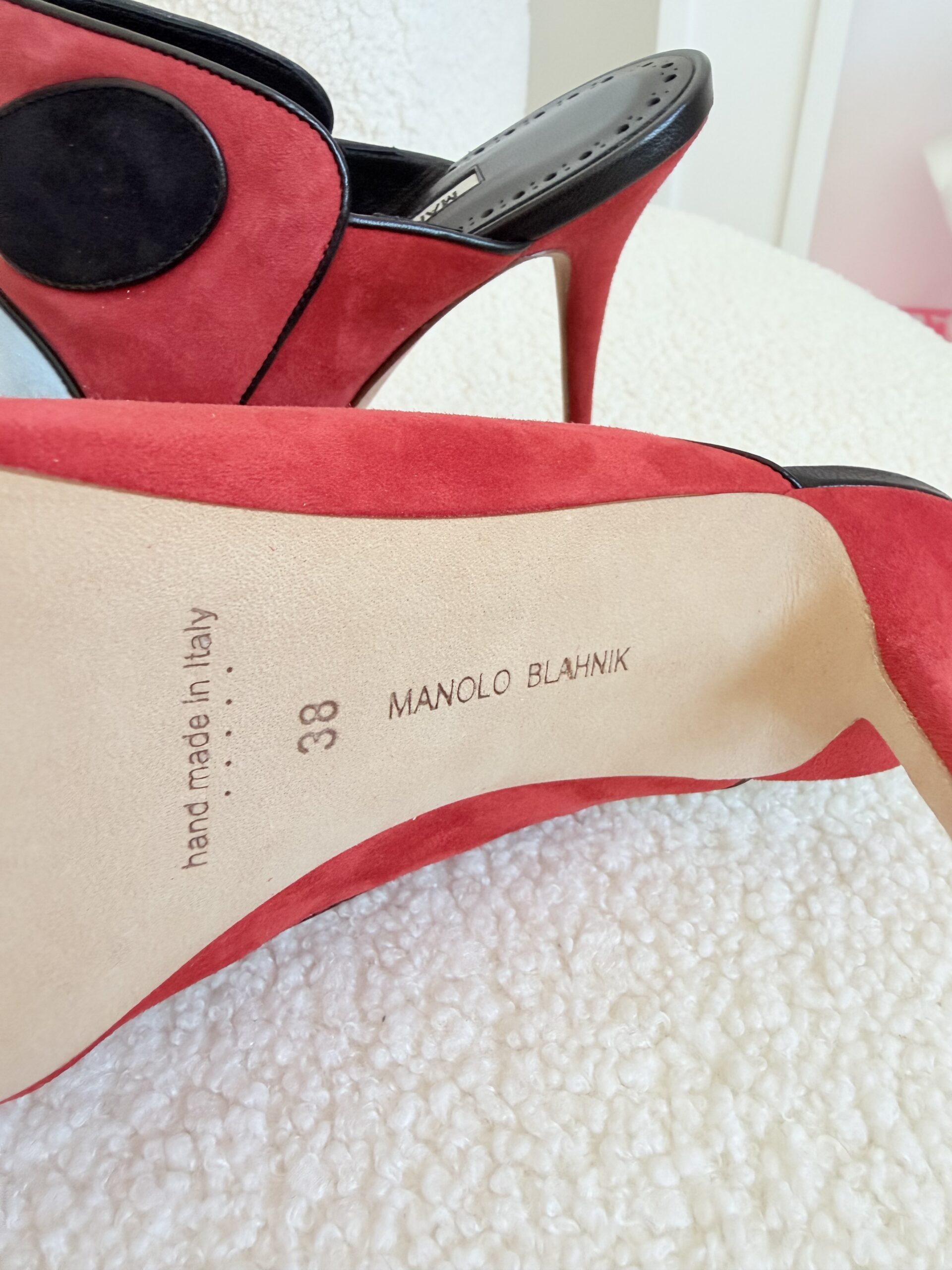 Manolo Blahnik unikatowe czerwone szpilki 38 - obrazek 8