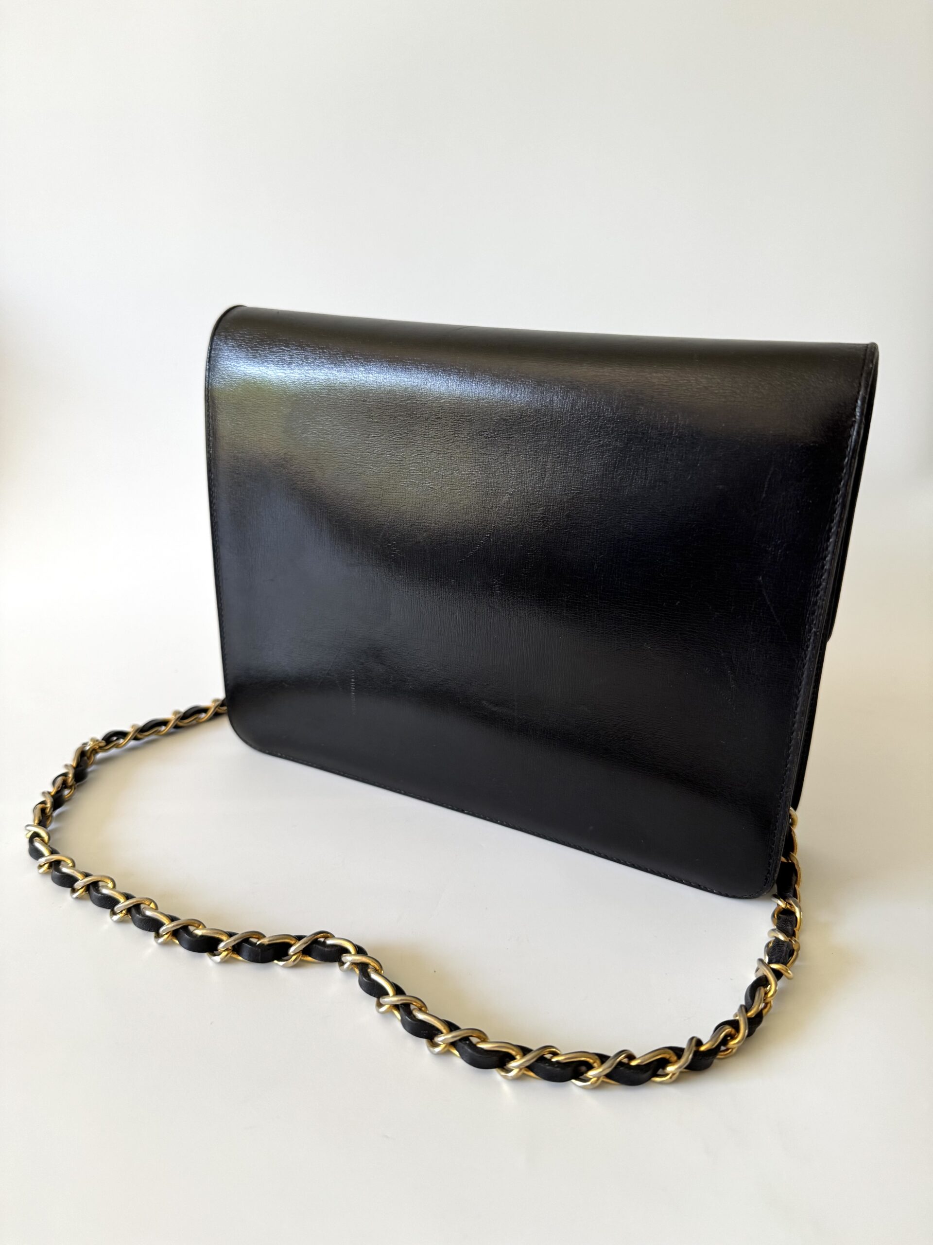 CHANEL Single Flap Bag Vintage Medium Black Box Bag - torebka - obrazek 5
