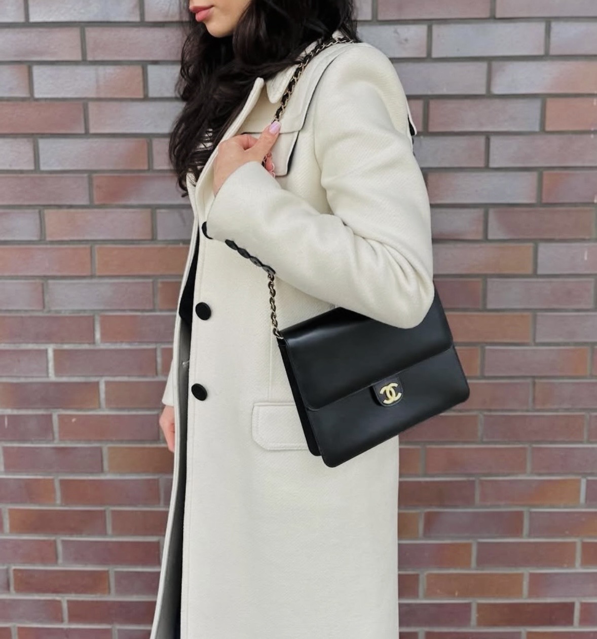 CHANEL Single Flap Bag Vintage Medium Black Box Bag - torebka - obrazek 18