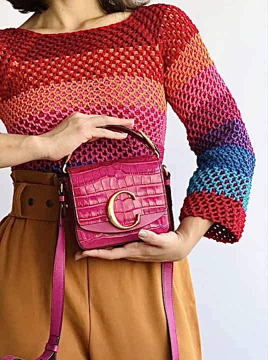 CHLOÉ Croc-Embossed Mini C Bag - torebka - obrazek 16