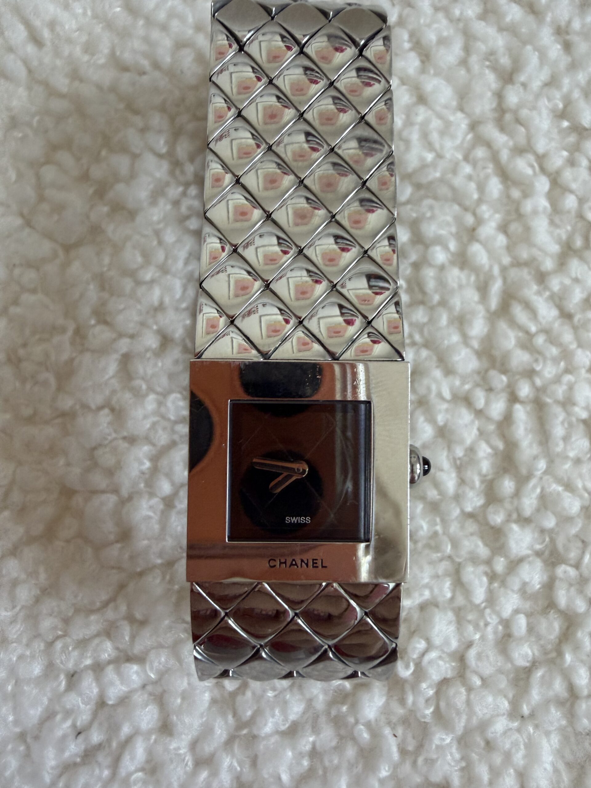 Chanel Matelasse stalowy zegarek Vintage - obrazek 3