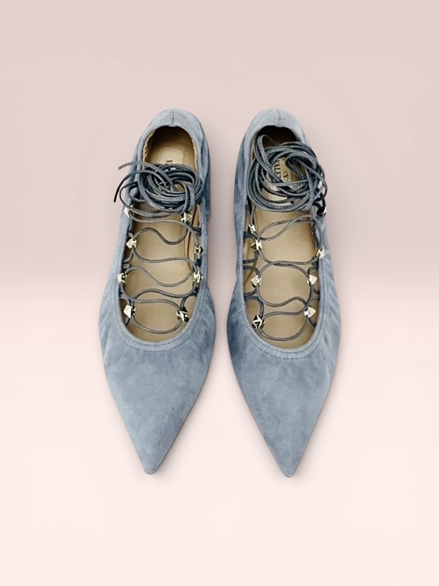 VALENTINO GARAVANI Lace-up Gladiator Ballet Flats - baleriny
