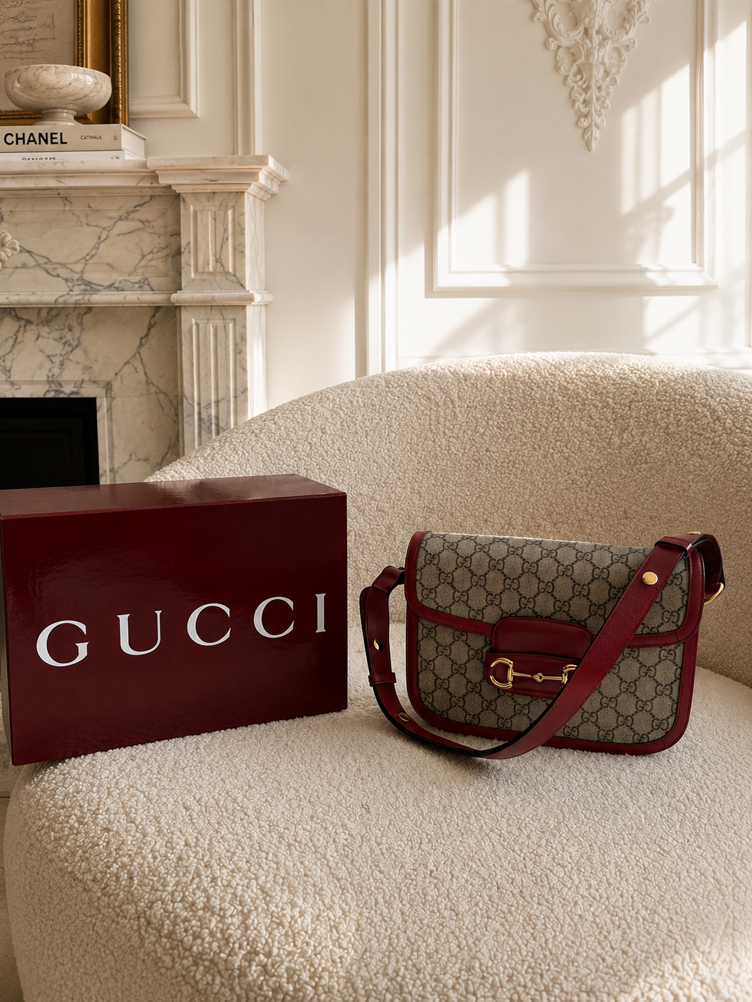 Gucci Horsebit klasyczna torebka z czerwienią