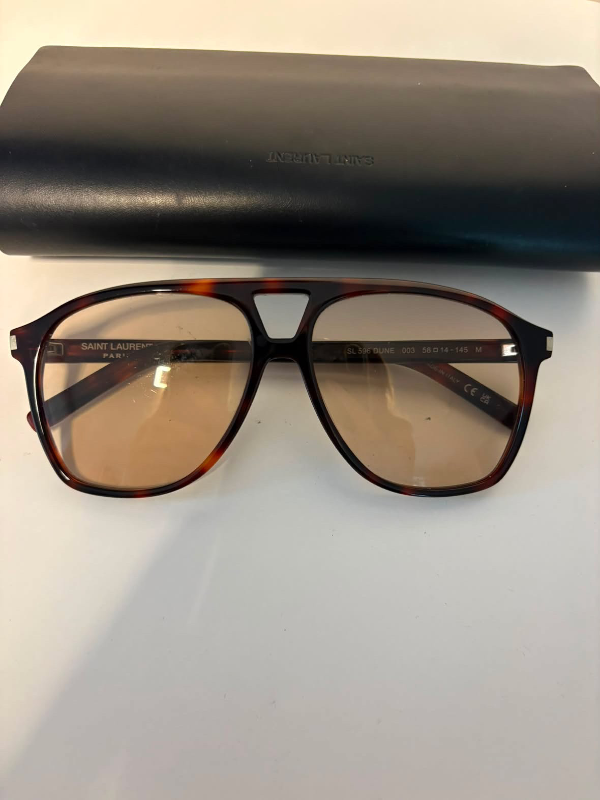 Saint Laurent Aviator brązowe okulary przeciwsłoneczne - obrazek 3