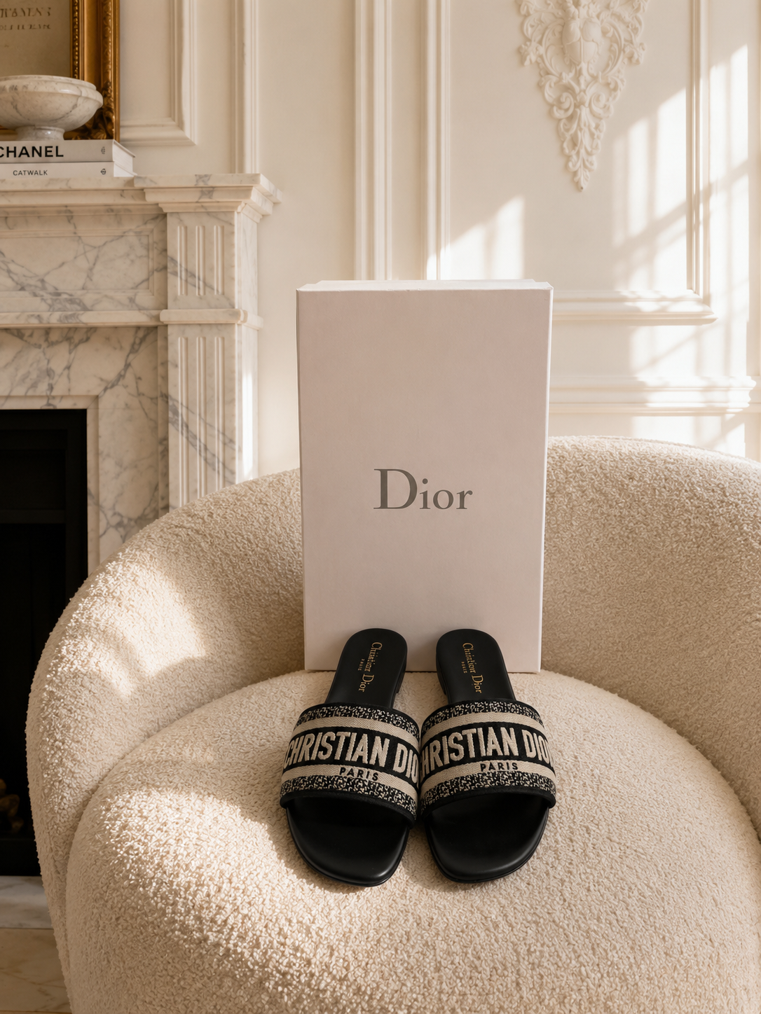 Dior klapki Dway Slide Embroidered Black 37