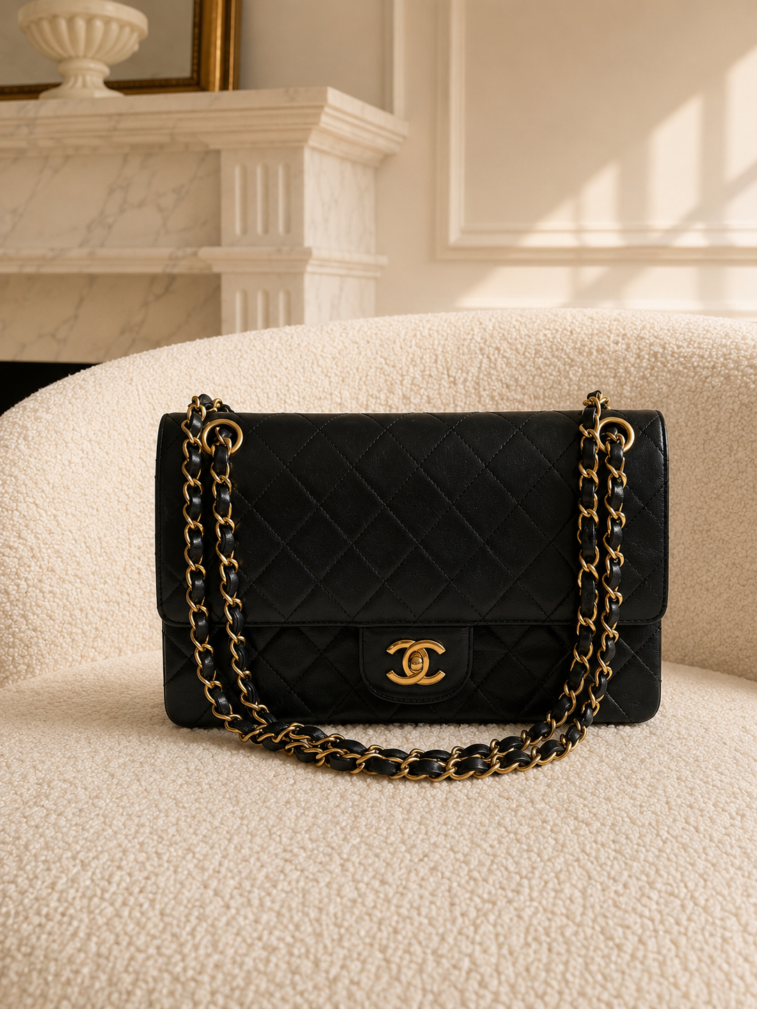 Chanel double flap torebka skóra lambskun Vintage lata 90 - obrazek 2