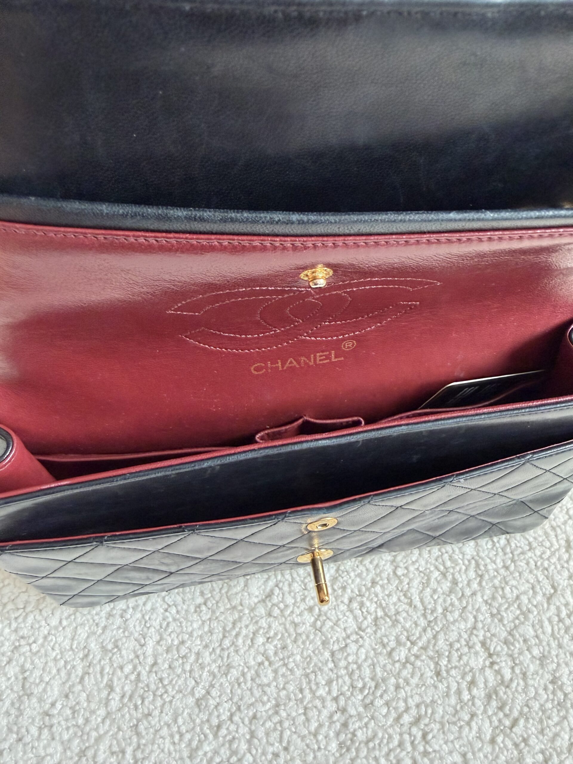 Chanel double flap torebka skóra lambskun Vintage lata 90 - obrazek 13
