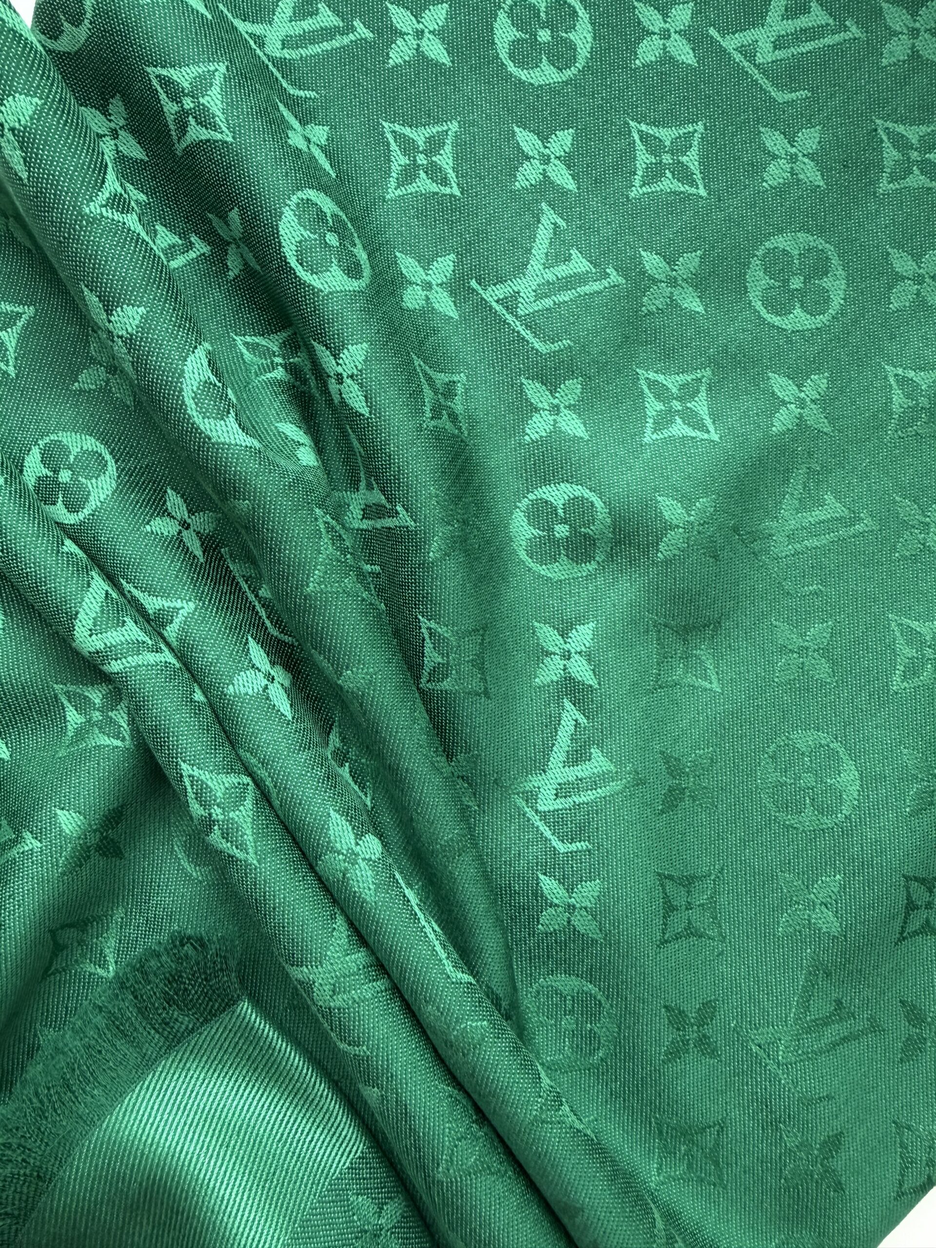 Louis Vuitton szmaragdowy szal chusta wełna i jedwab - obrazek 6