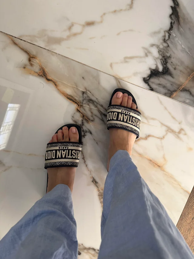 Dior klapki Dway Slide Embroidered Black 37 - obrazek 8