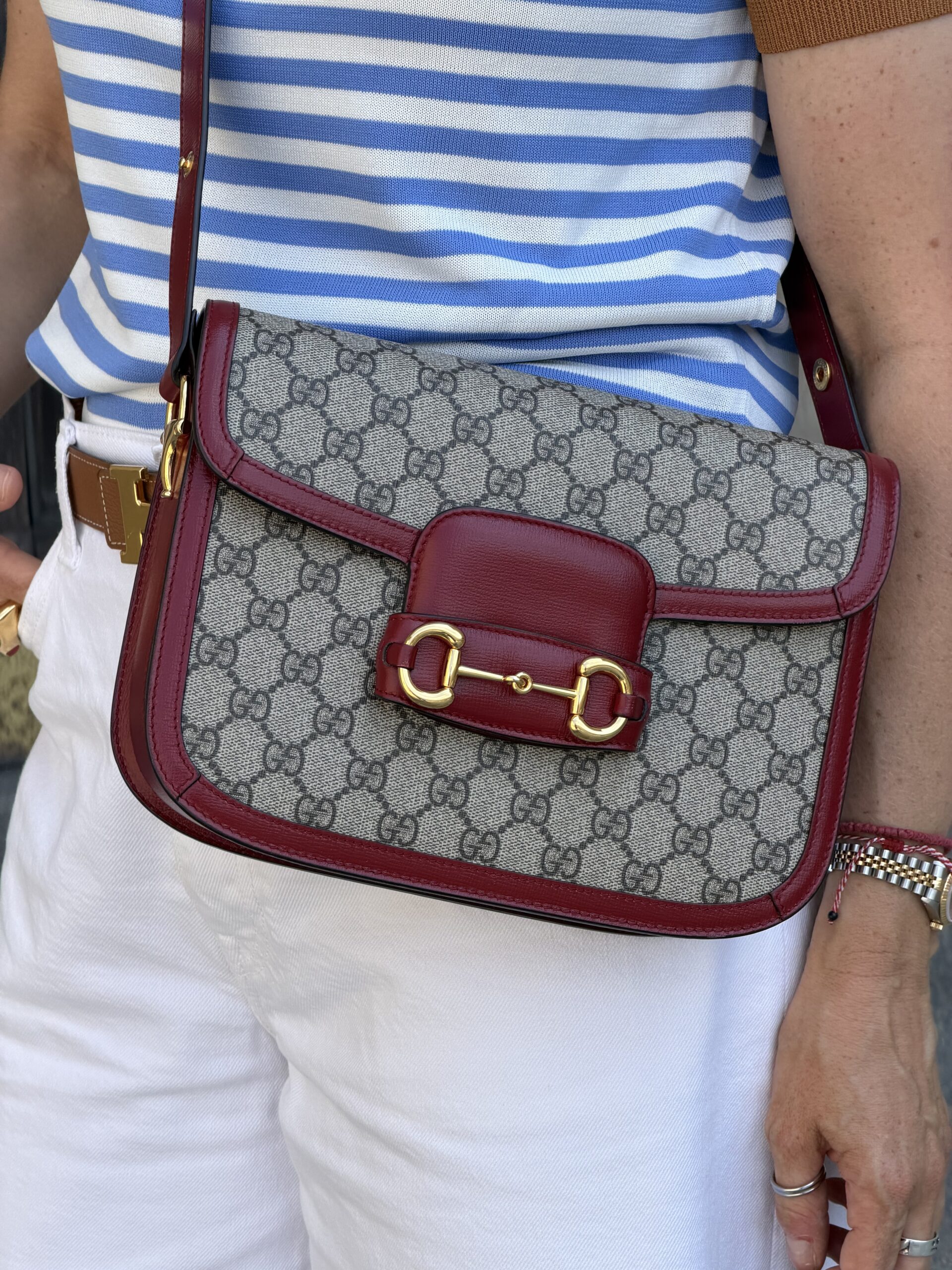 Gucci Horsebit klasyczna torebka z czerwienią - obrazek 12