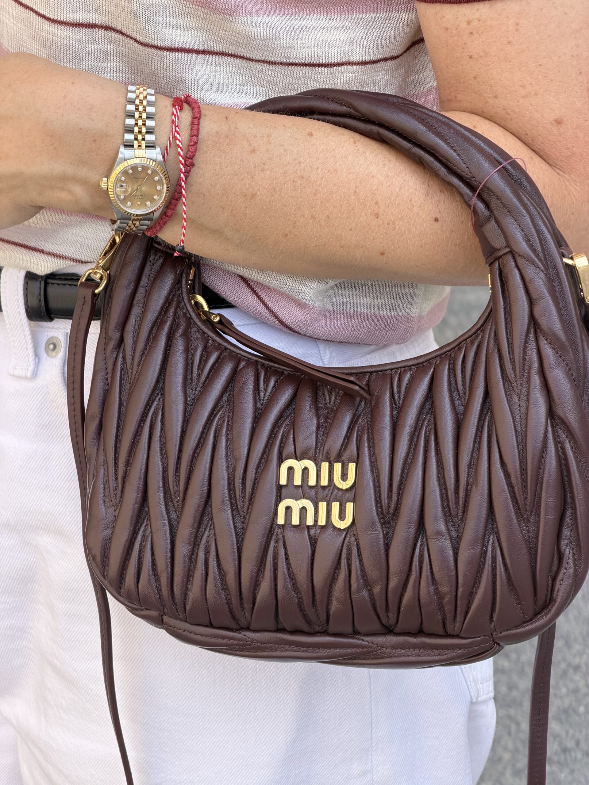 Miu Miu Wander matelassé suede bag torebka Burgund - obrazek 12