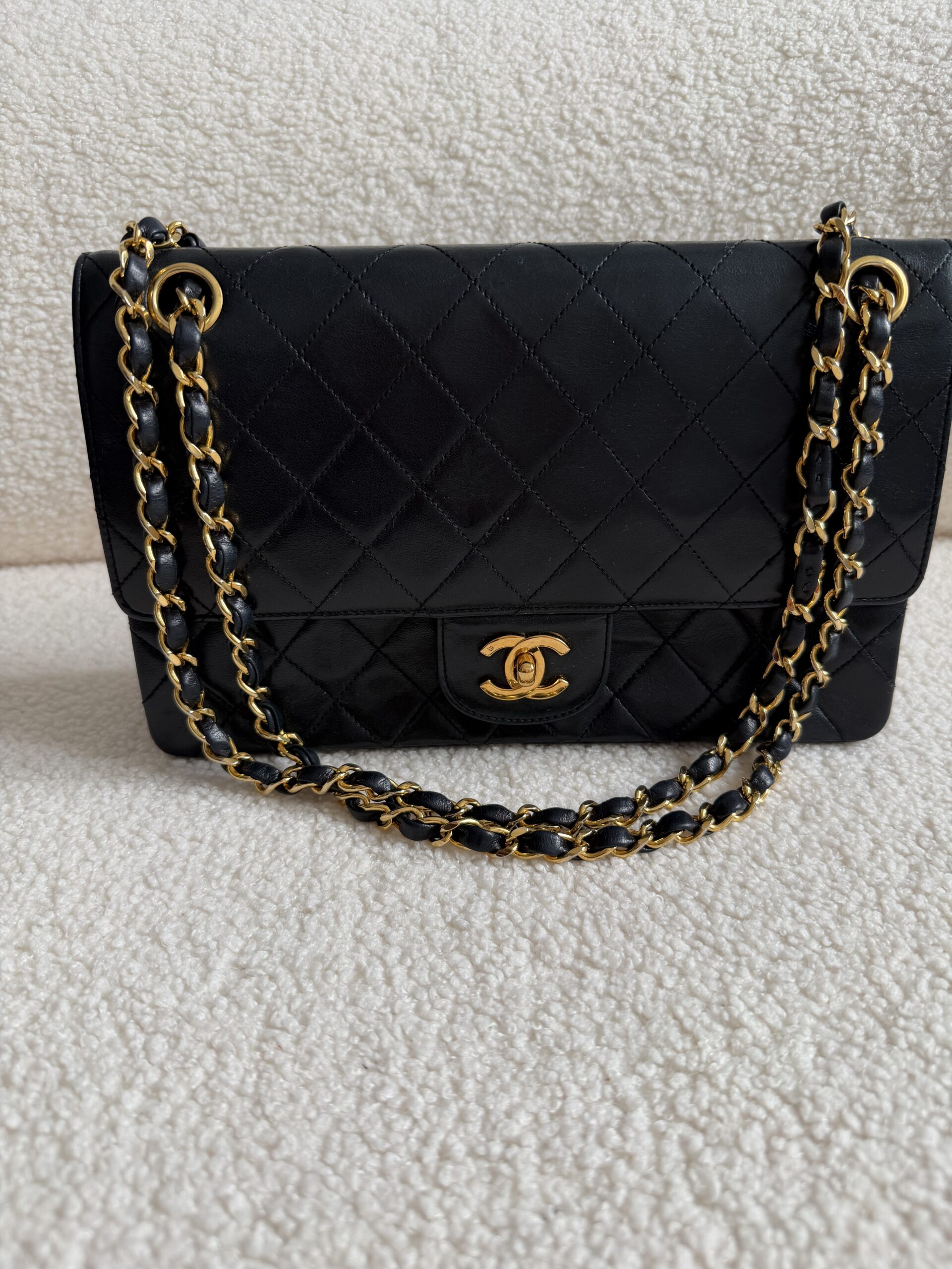 Chanel double flap torebka skóra lambskun Vintage lata 90 - obrazek 6
