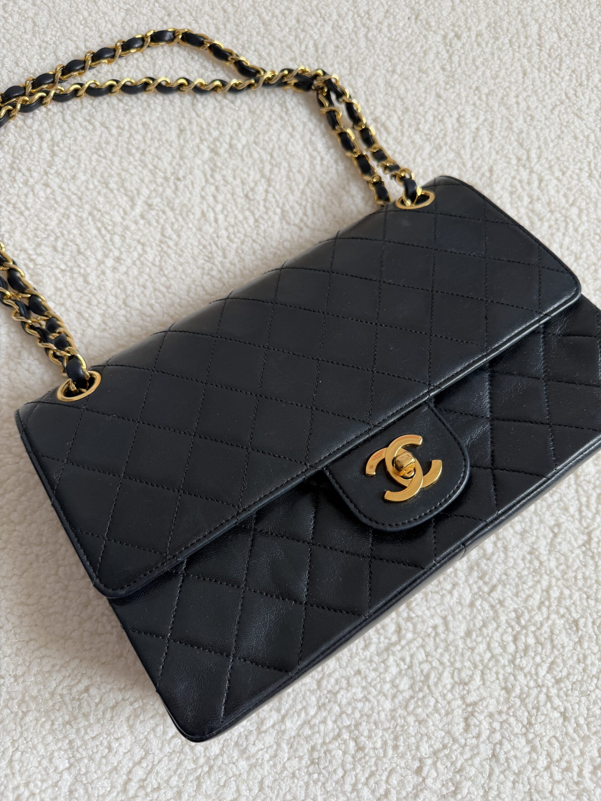 Chanel double flap torebka skóra lambskun Vintage lata 90 - obrazek 9
