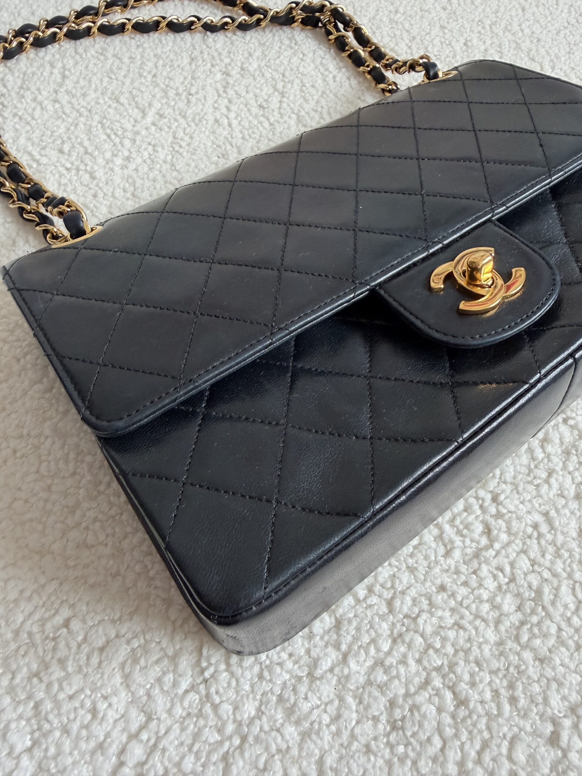 Chanel double flap torebka skóra lambskun Vintage lata 90 - obrazek 10