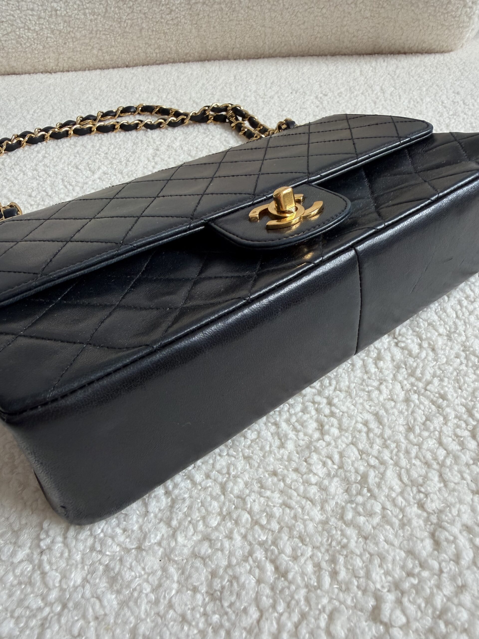 Chanel double flap torebka skóra lambskun Vintage lata 90 - obrazek 12