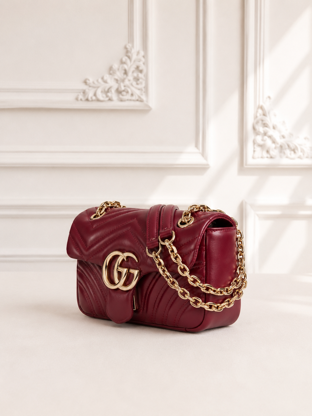 Gucci Marmont small burgund klasyka torebka - obrazek 3