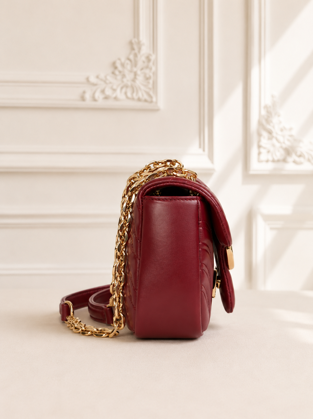 Gucci Marmont small burgund klasyka torebka - obrazek 5