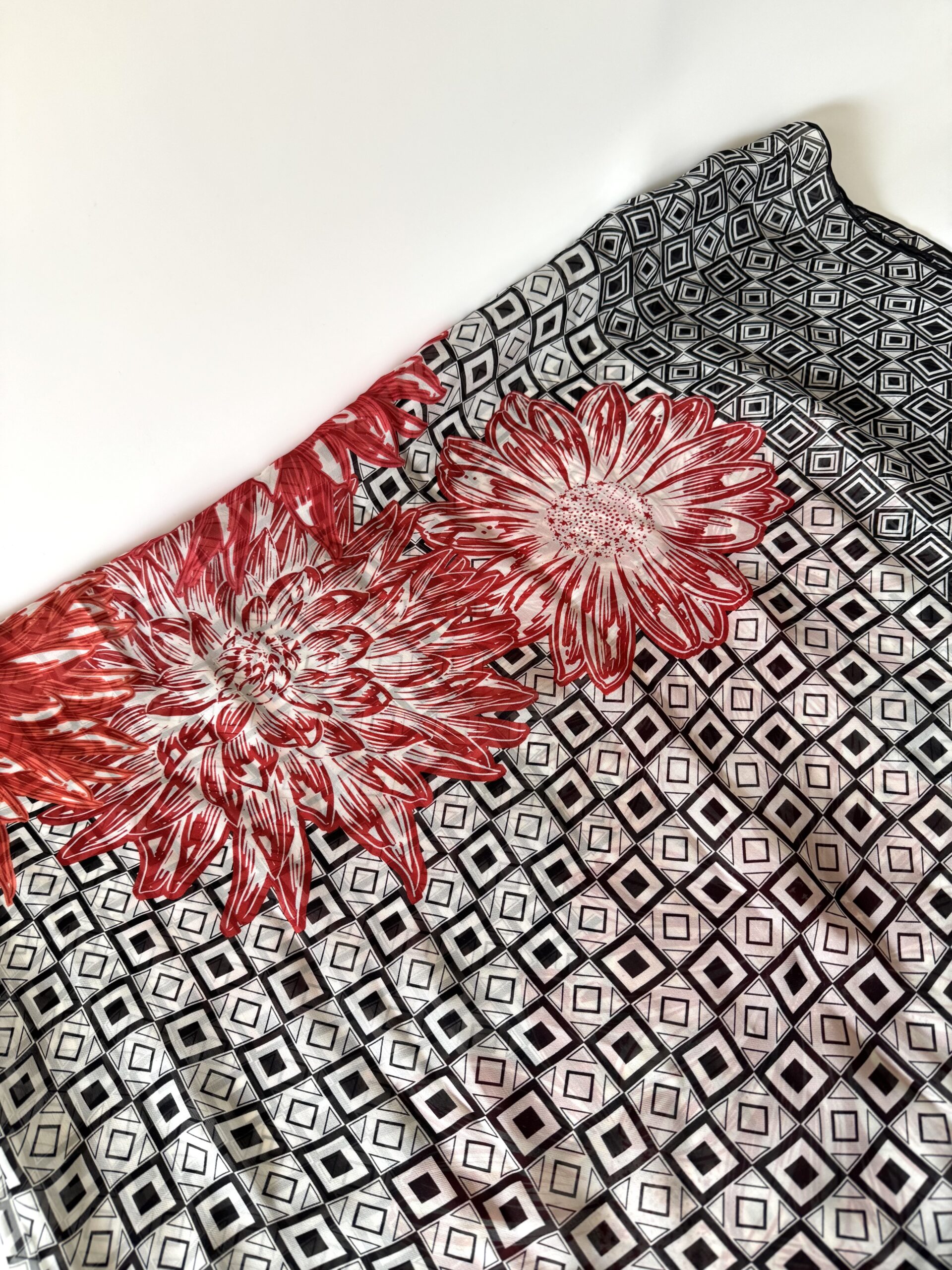 DIOR Silk Floral Shawl - jedwabny szal/chusta - obrazek 5